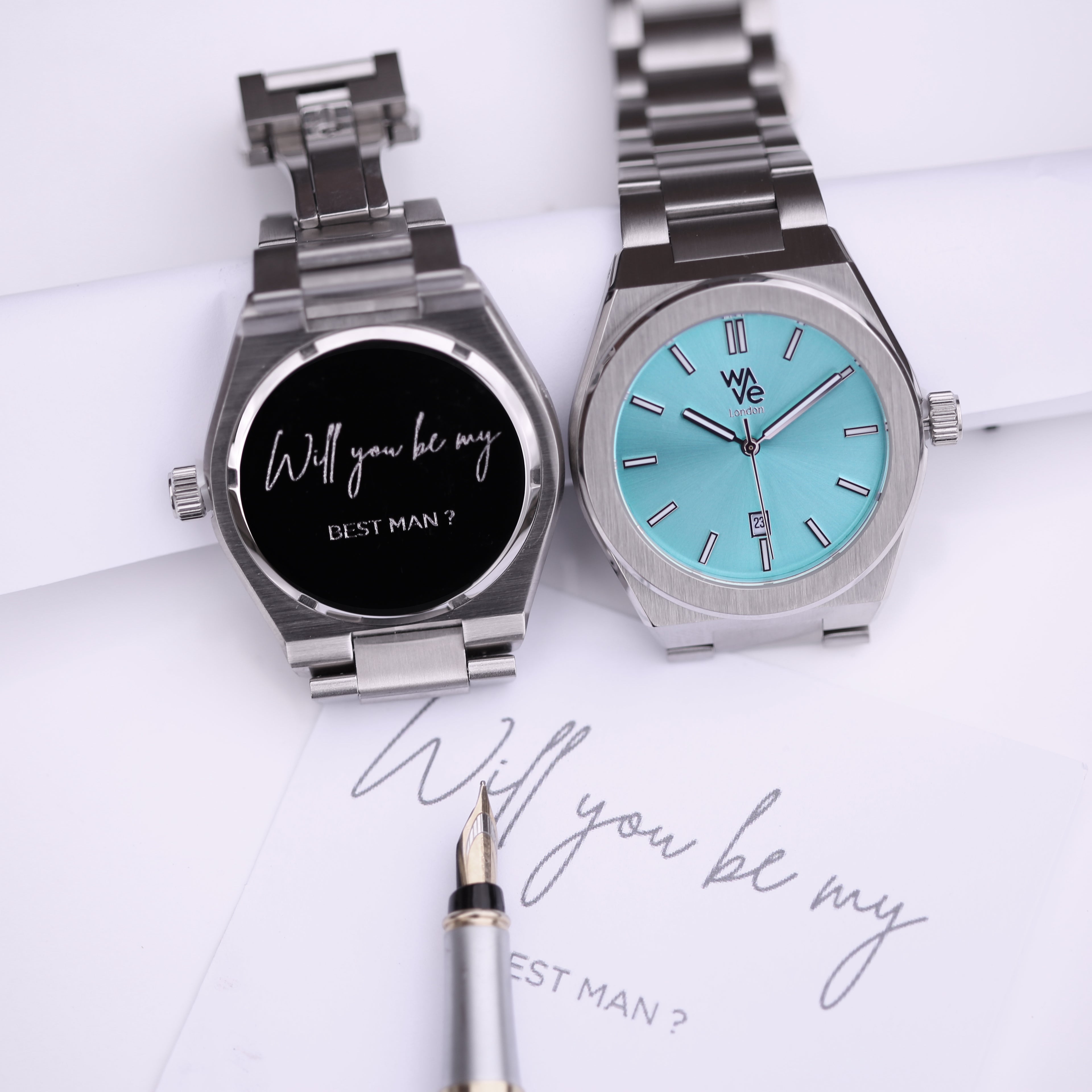 blue mens watch with personalised engraving