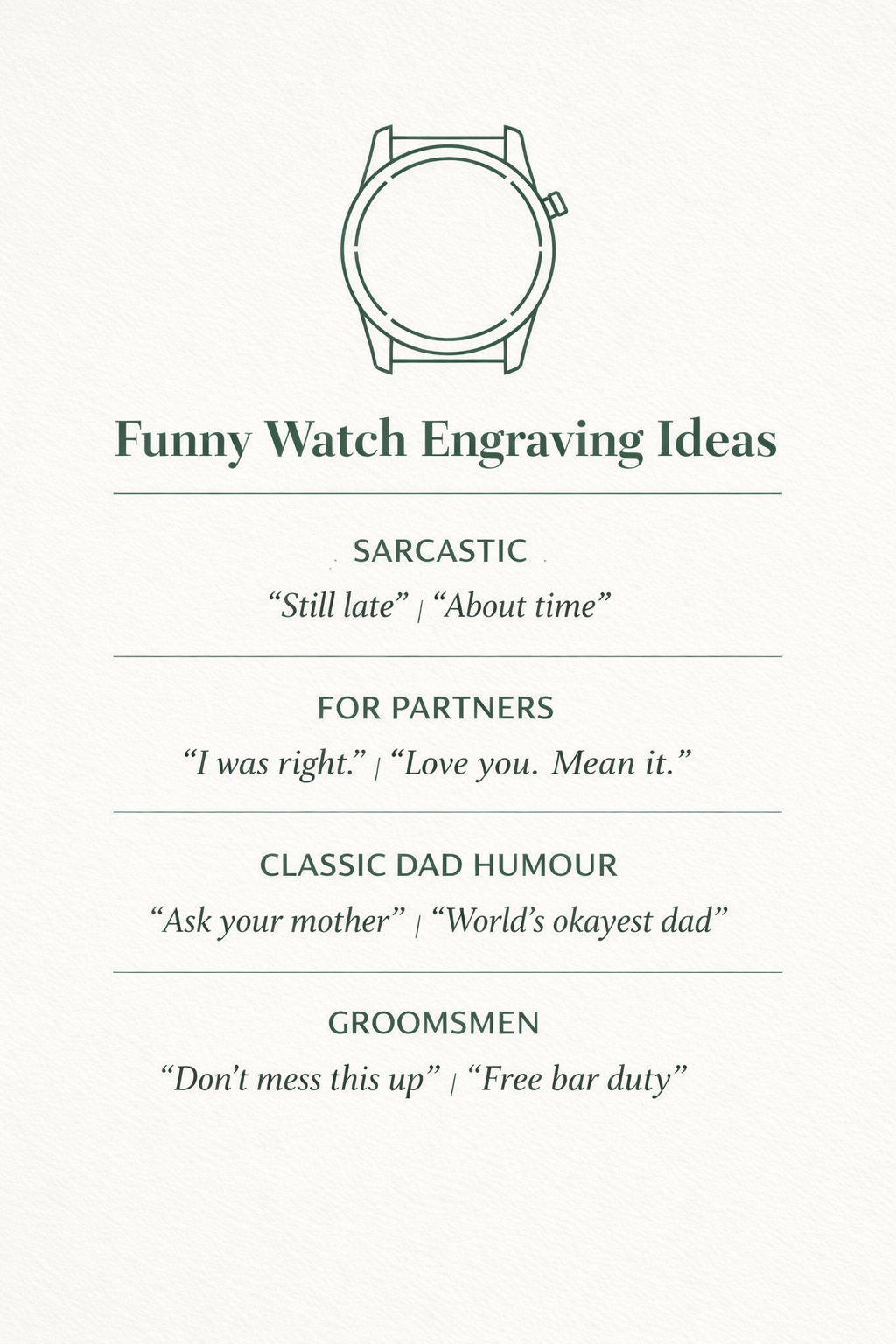 List of examples what to engrave on the watch