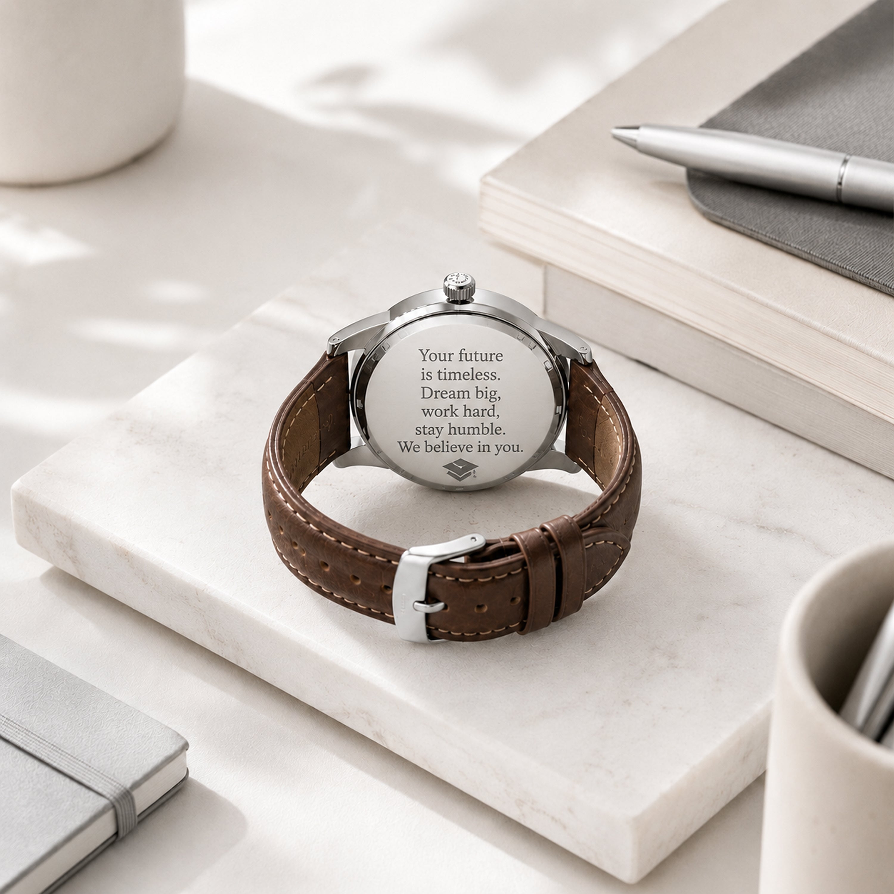 engraved watch for graduation personalised gift UK