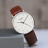 Personalised Men’s Watch with Walnut Leather Strap – Engraved Architect Zephyr Gift for Him