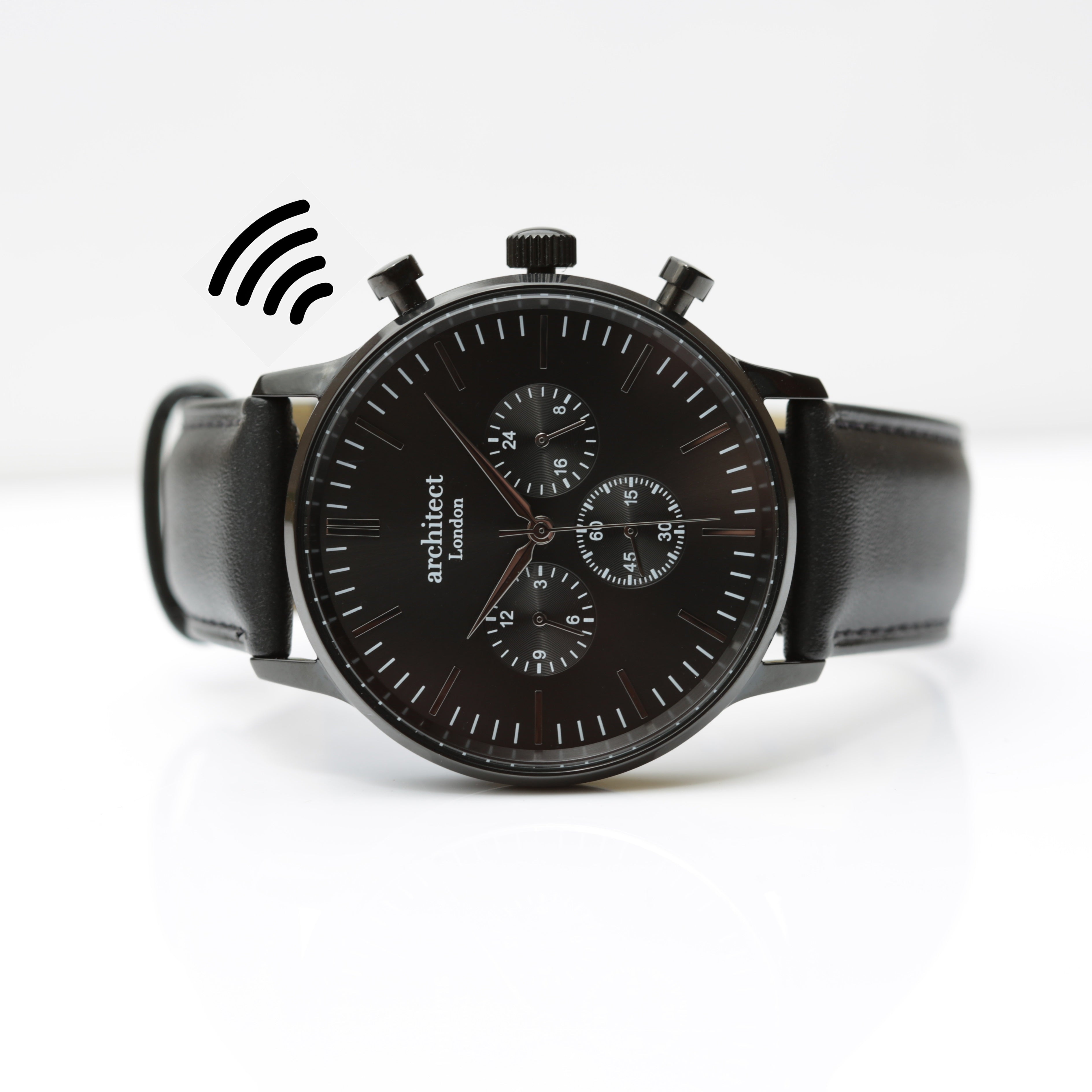Contactless Payment Watch - Men's Motivator + Jet Black Strap + Modern Font Engraving