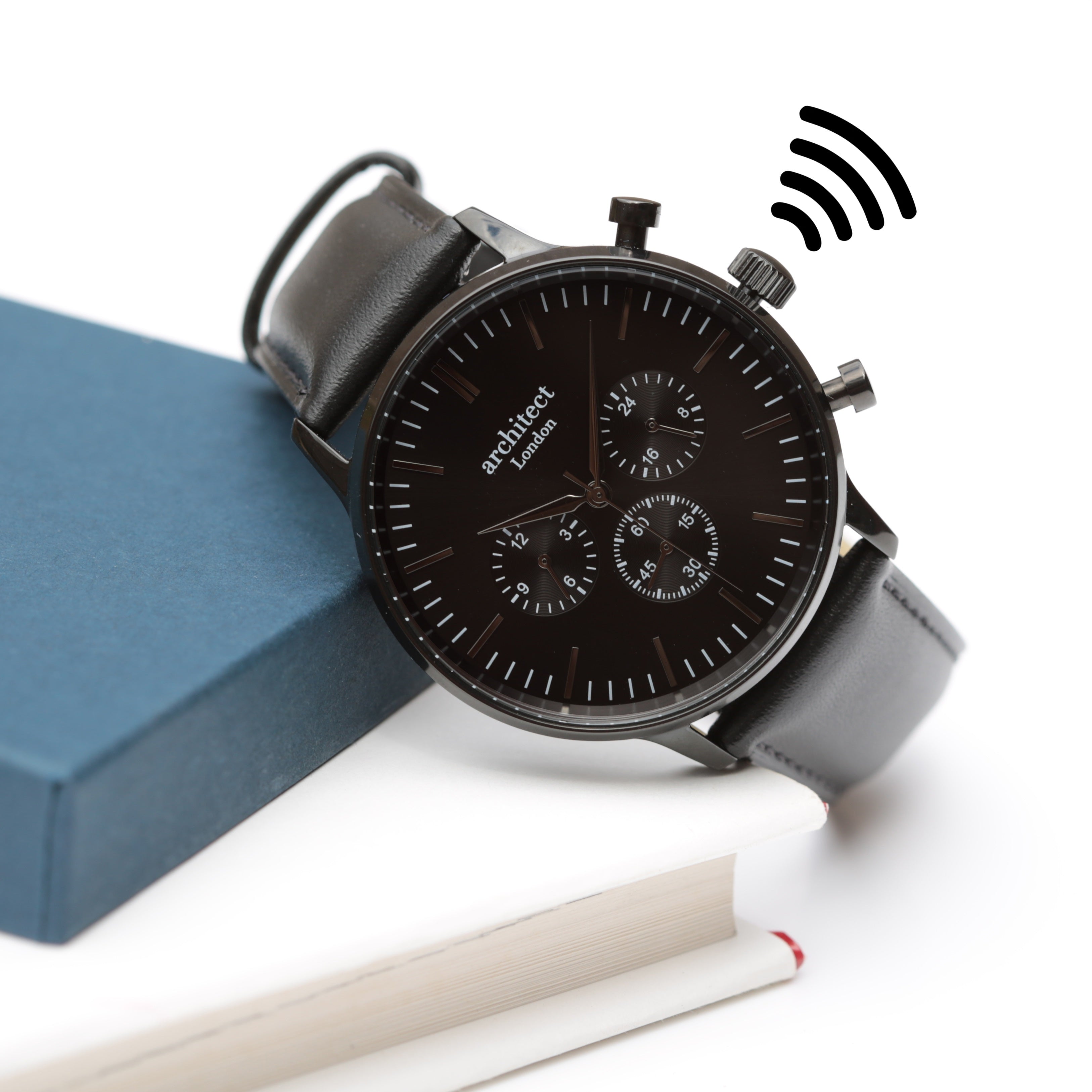 Contactless Payment Watch - Men's Motivator + Jet Black Strap + Own Handwriting Engraving