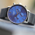 Men's Architect Motivator In Blue With Black Mesh Strap - Modern Font Engraving