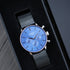 Handwriting Engraving - Men's Architect Motivator Blue Face Black Mesh Strap