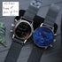 Handwriting Engraving - Men's Architect Motivator Blue Face Black Mesh Strap