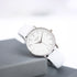 Ladies Architēct Blanc Silver Bezel - Handwriting Engraving + White Strap