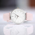 Ladies Architēct Blanc Silver Mesh - Handwriting Engraving + Light Pink Strap