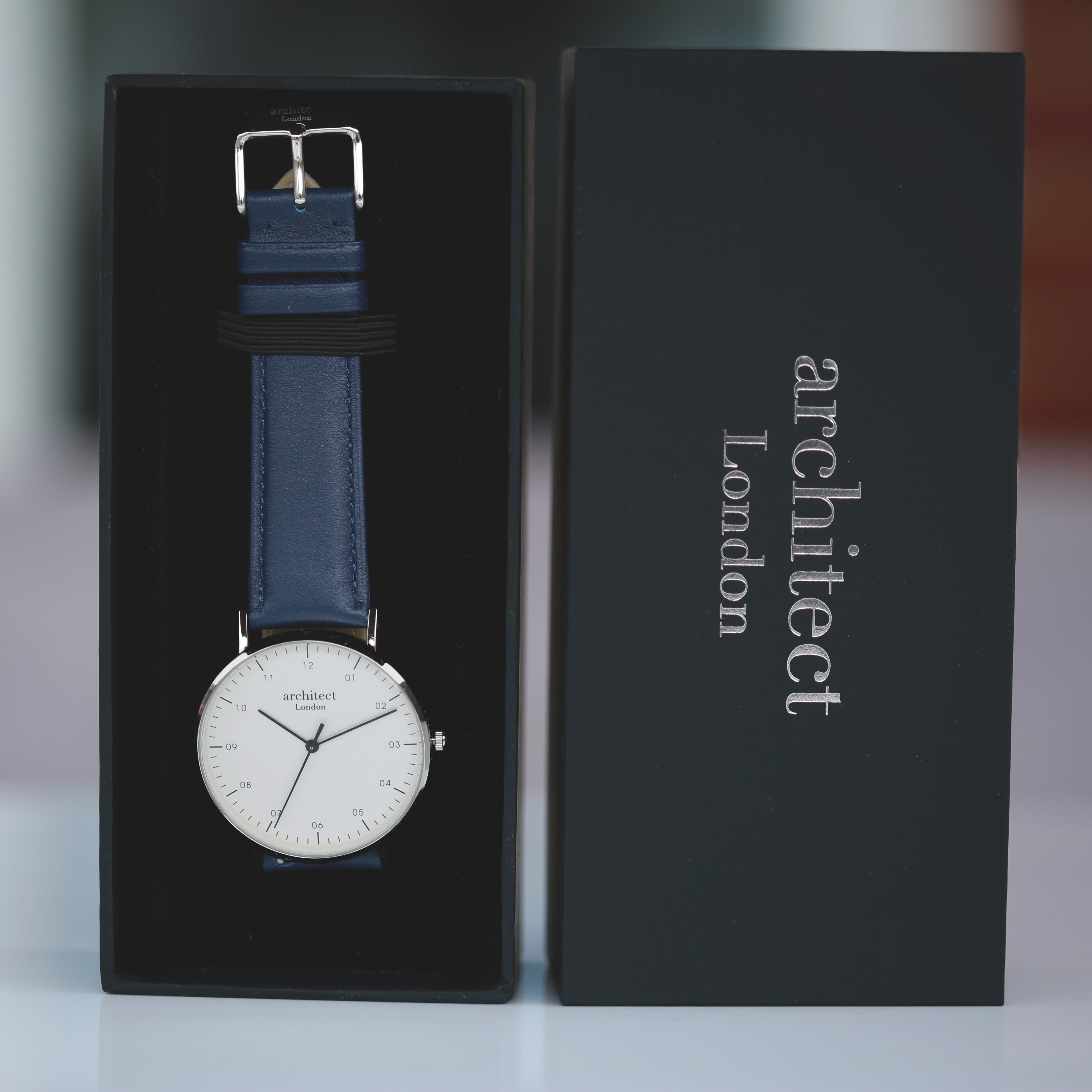 Modern Font Engraving - Men's Architect Zephyr + Admiral Blue Strap