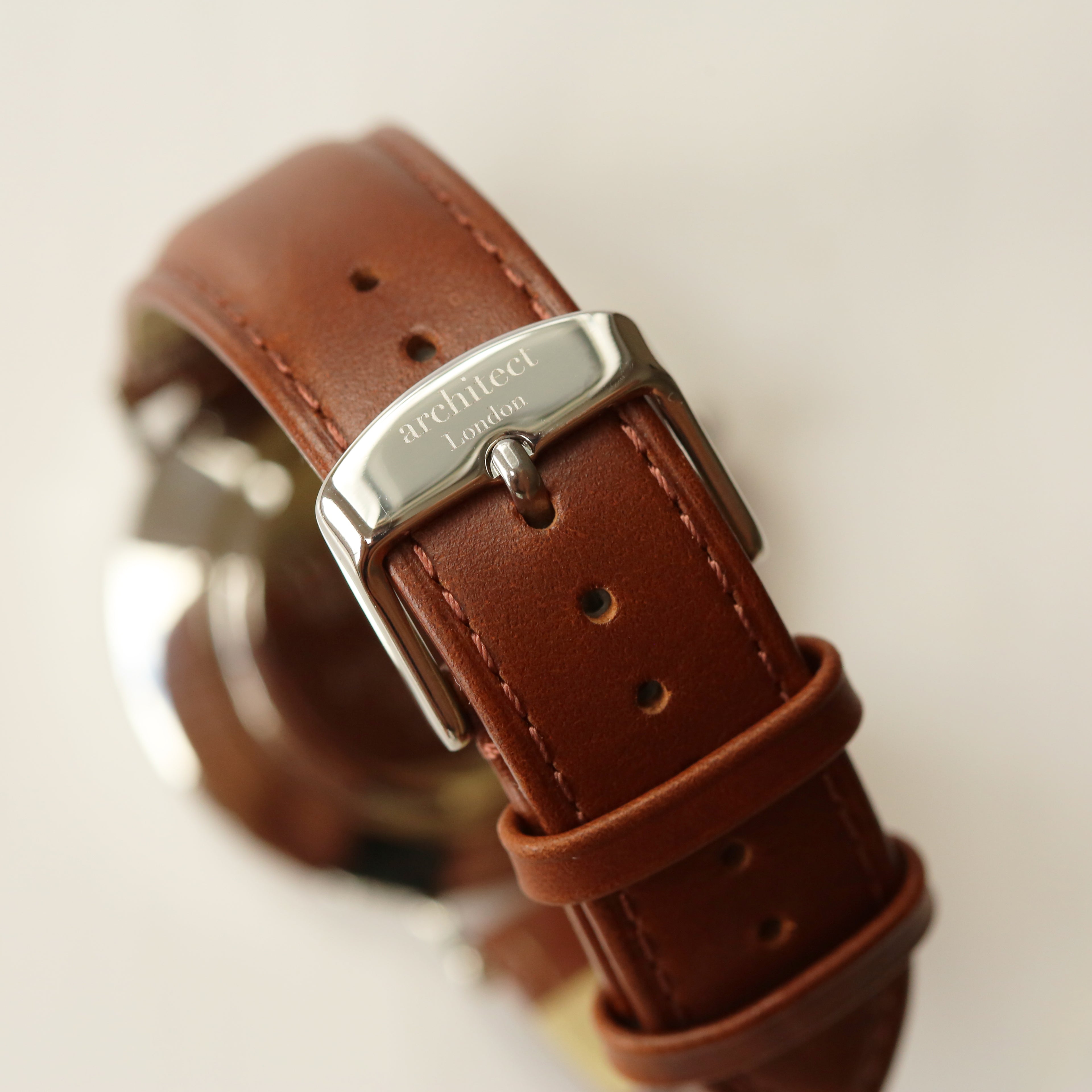 Contactless Payment Watch - Men's Architect Zephyr + Walnut Strap + Own Handwriting Engraving