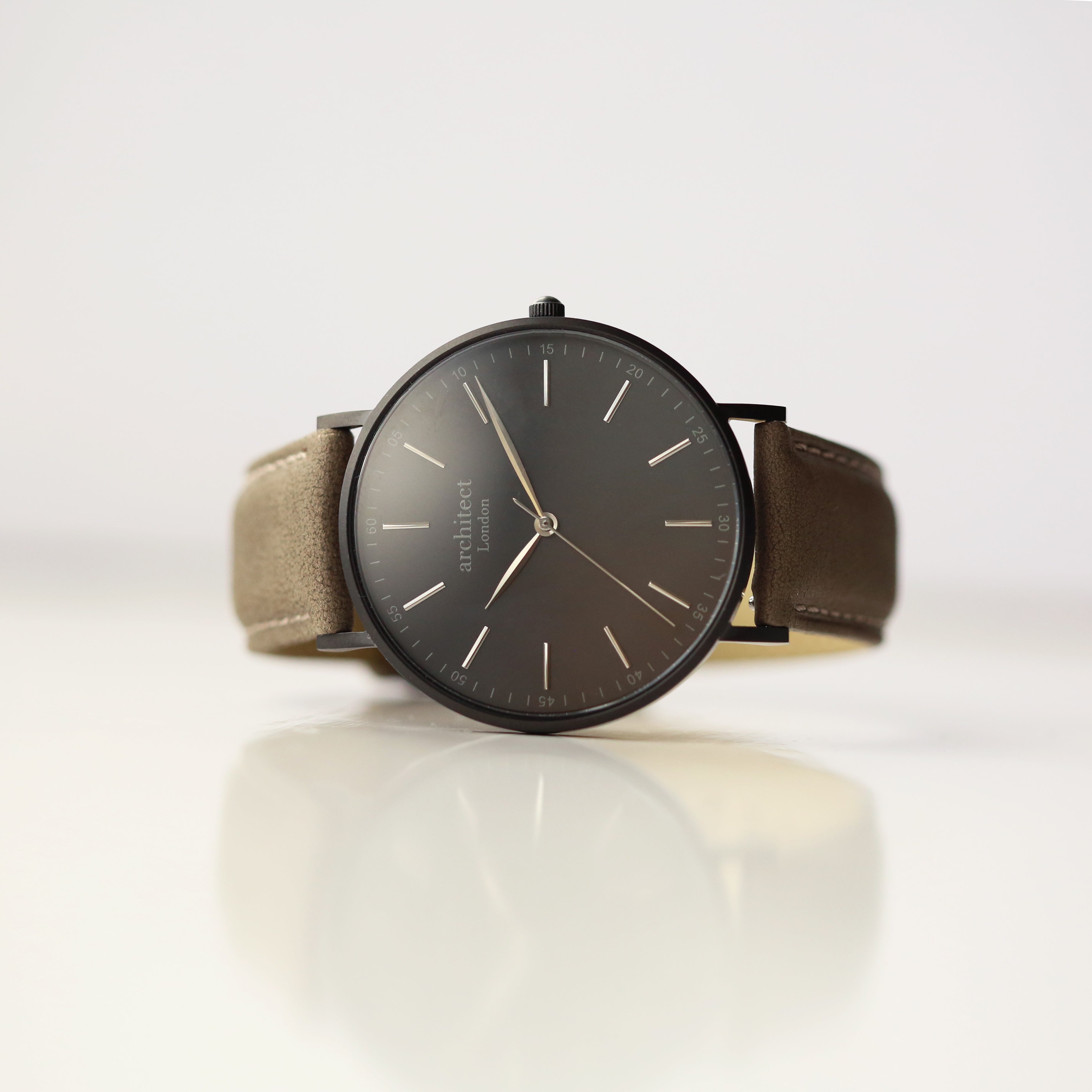 Contactless Payment Watch - Men's Architect Minimalist + Urban Grey Strap + Own Handwriting Engraving