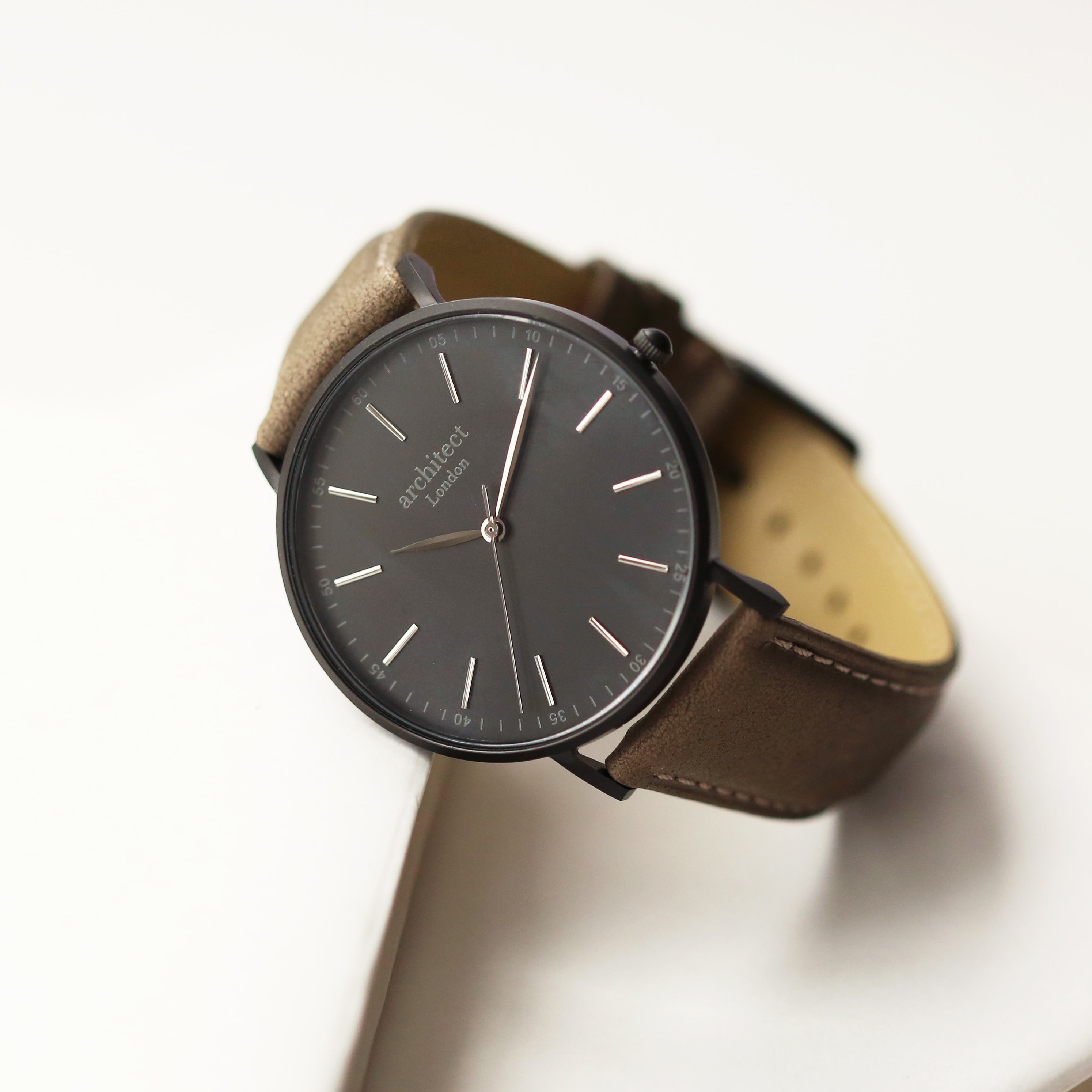 Contactless Payment Watch - Men's Architect Minimalist + Urban Grey Strap + Own Handwriting Engraving