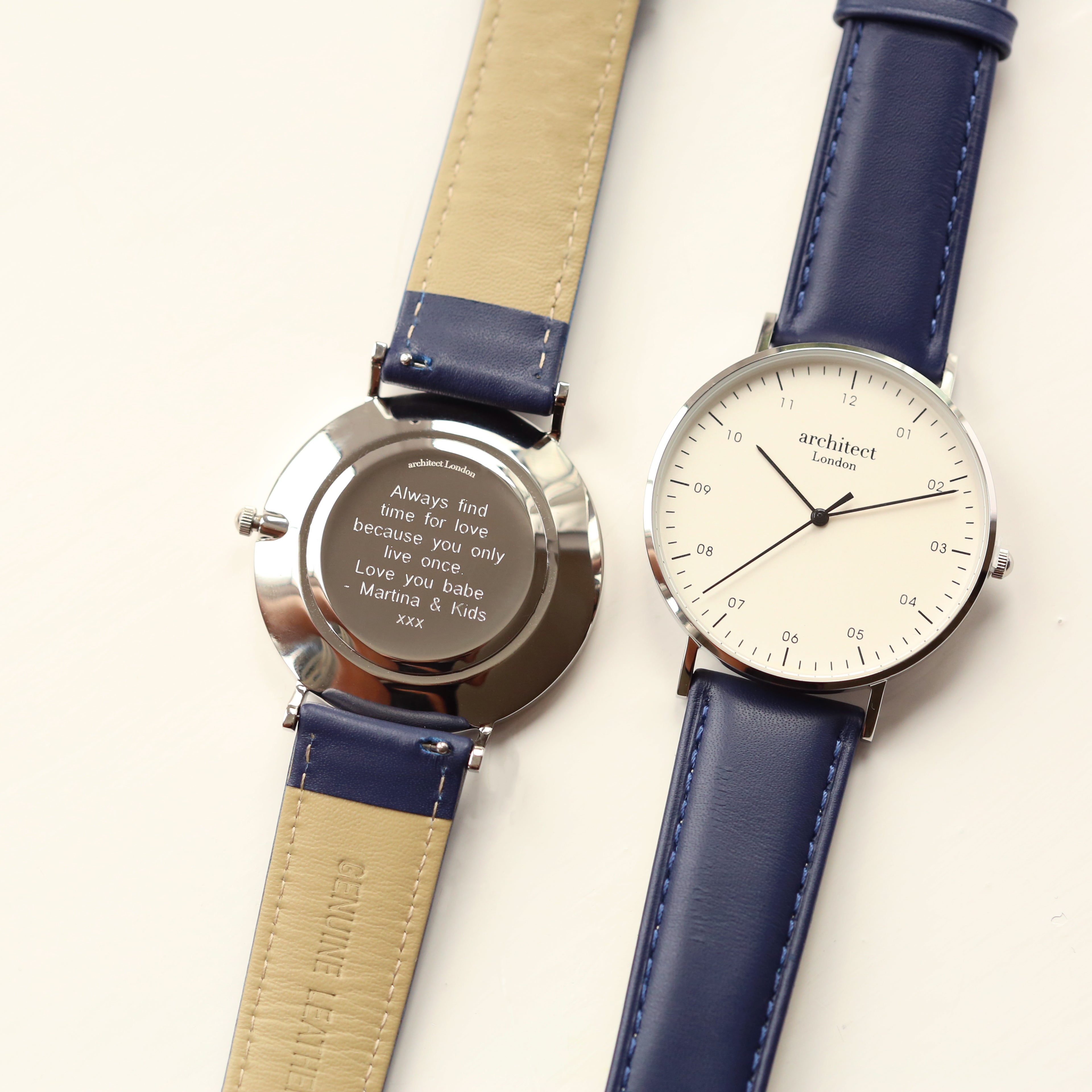 Contactless Payment Watch - Men's Architect Zephyr + Admiral Blue Strap + Modern Font Engraving
