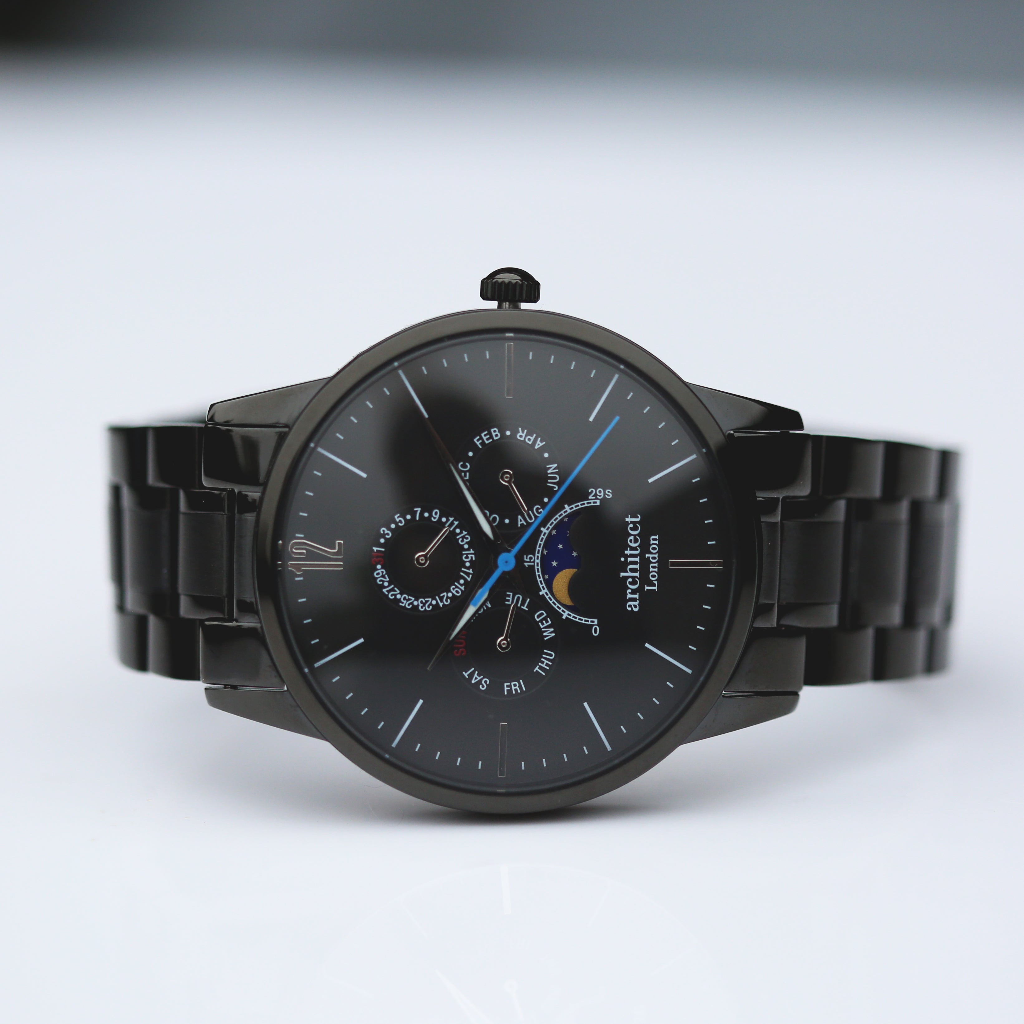 Men’s Minimalist Black Watch with Handwriting Engraving | Architect Apollo