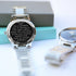 Personalised engraving on back of blue moonphase men’s watch