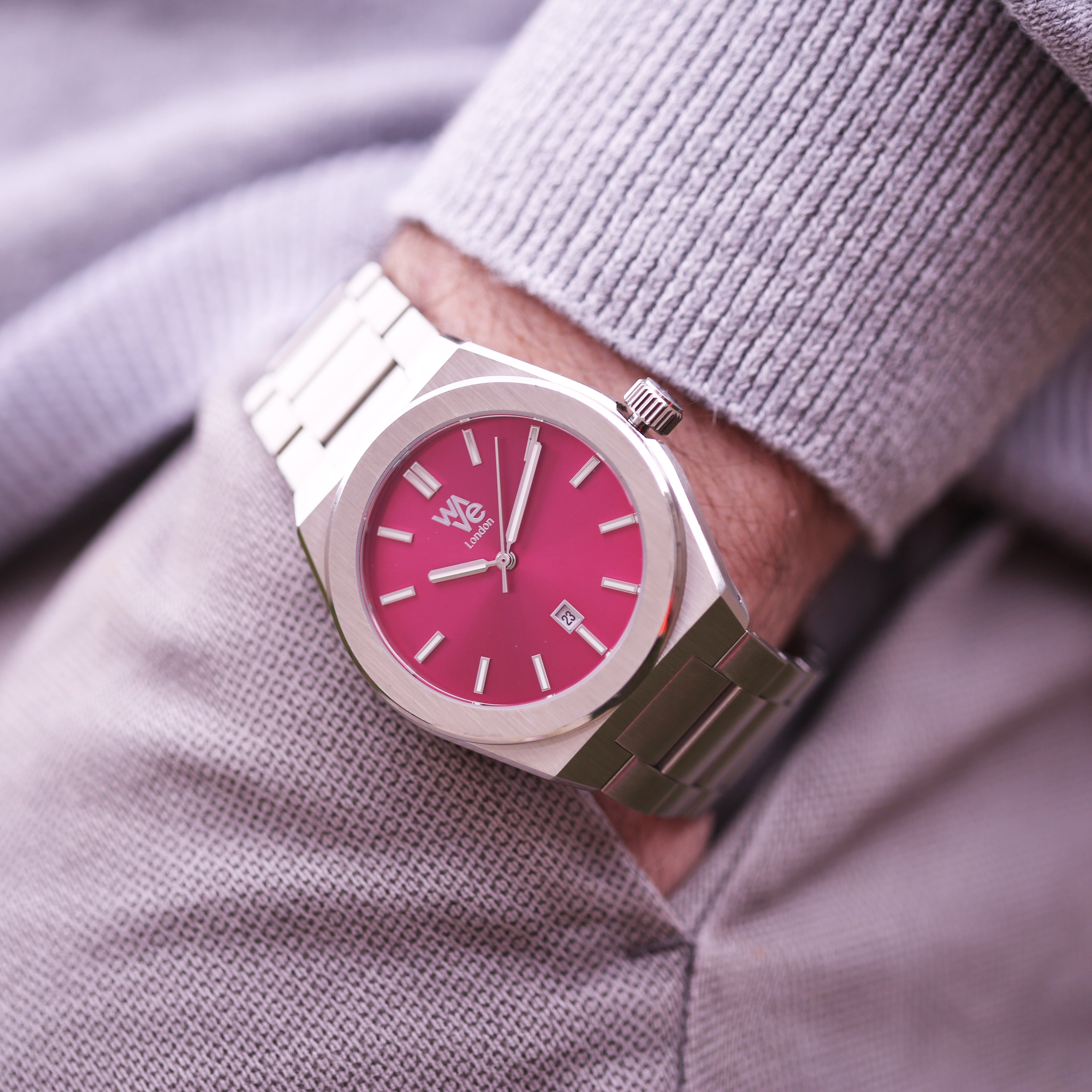 Wave by Architect Watch in Blush Ripple - Modern Font Engraving