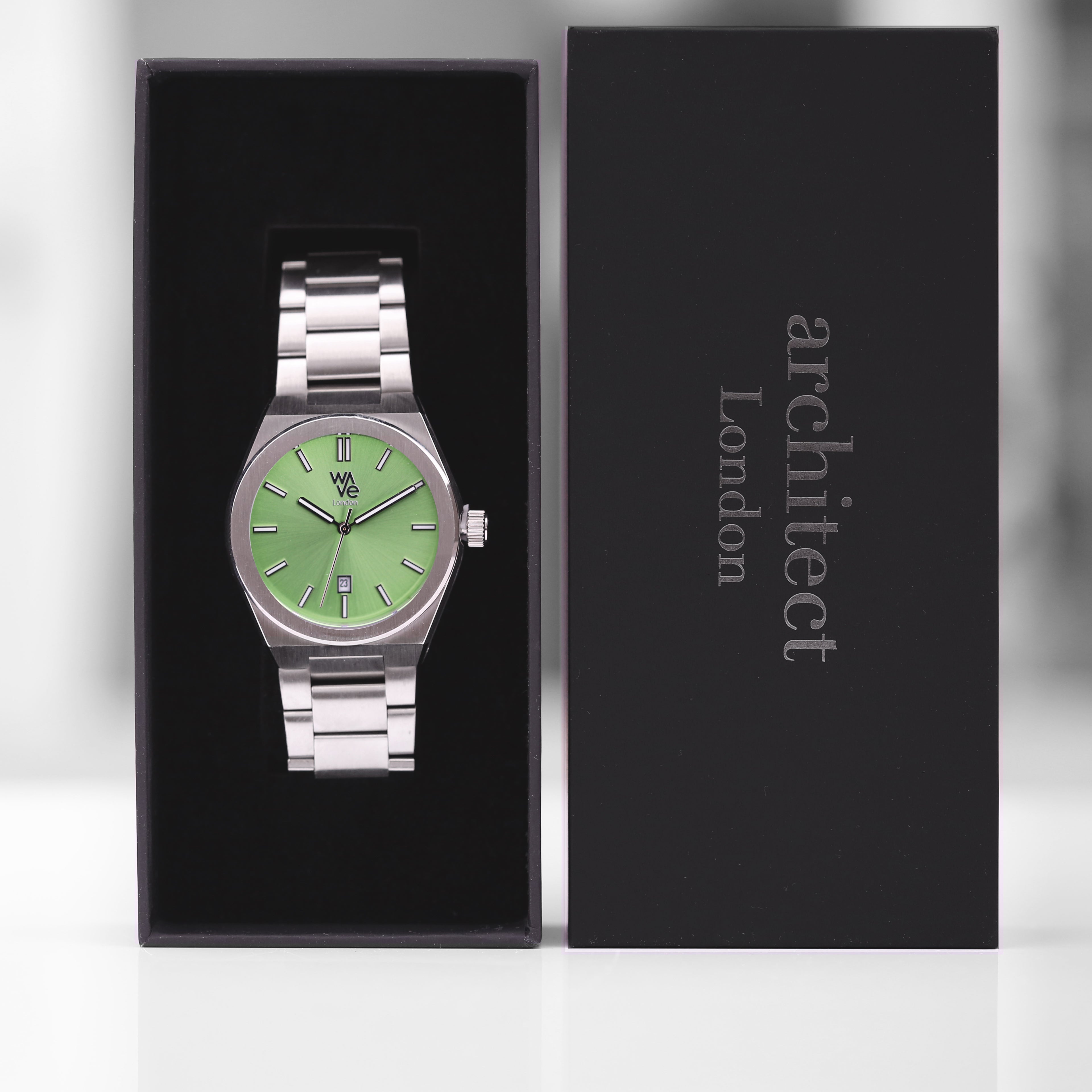 Wave by Architect Watch in Lime Surge - Modern Font Engraving