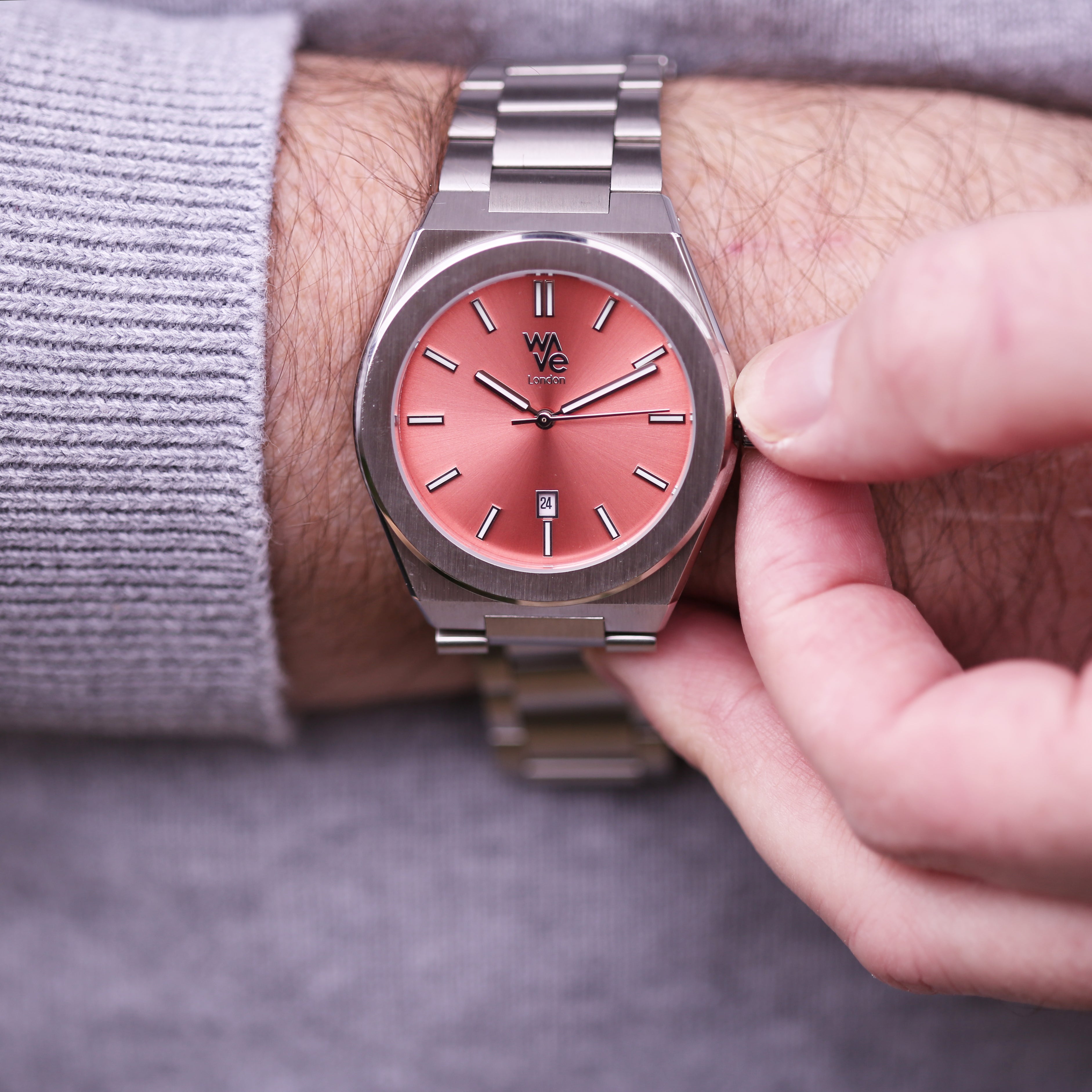 Wave by Architect Watch in Peach Breeze - Modern Font Engraving