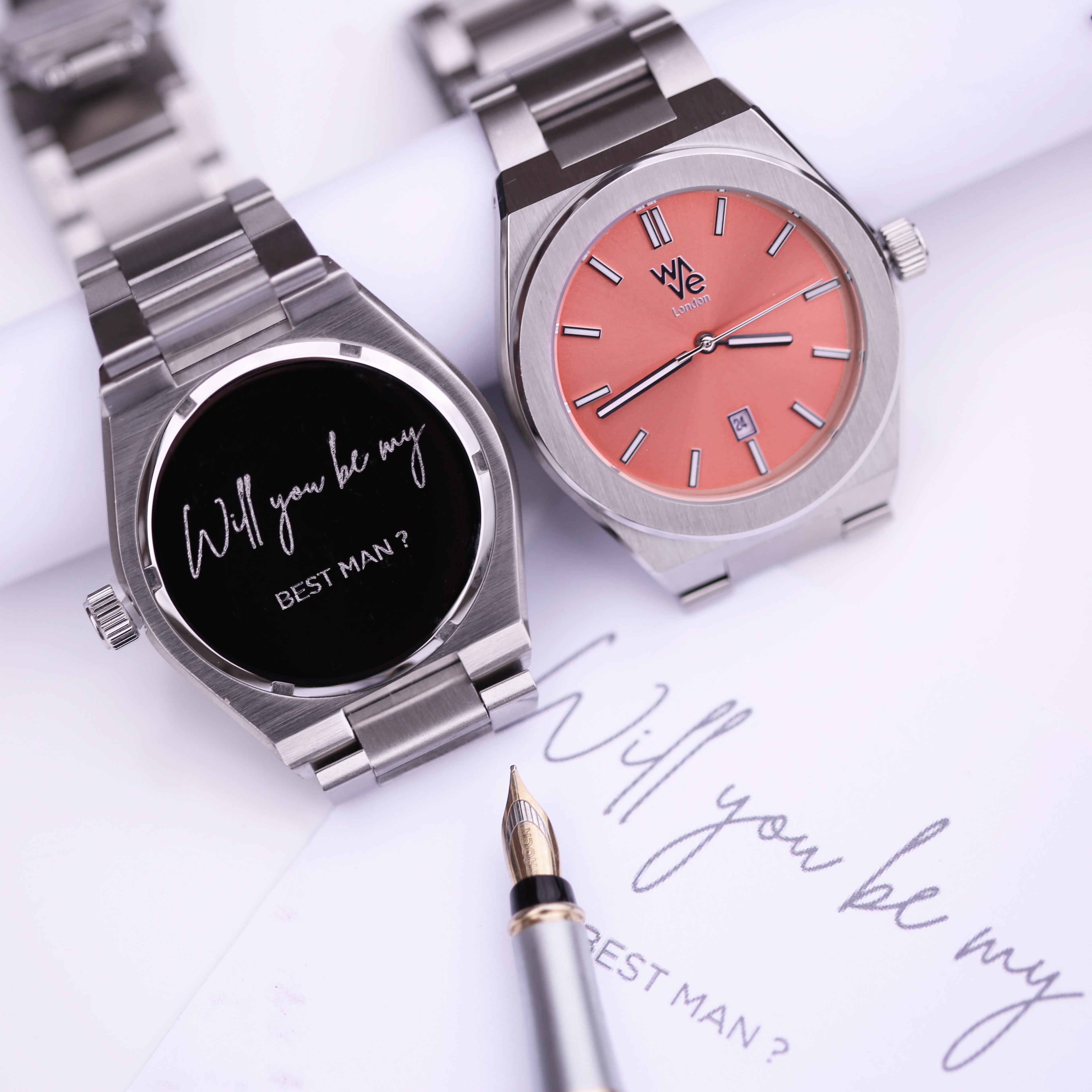 Wave by Architect in Peach Breeze - Handwriting Engraving