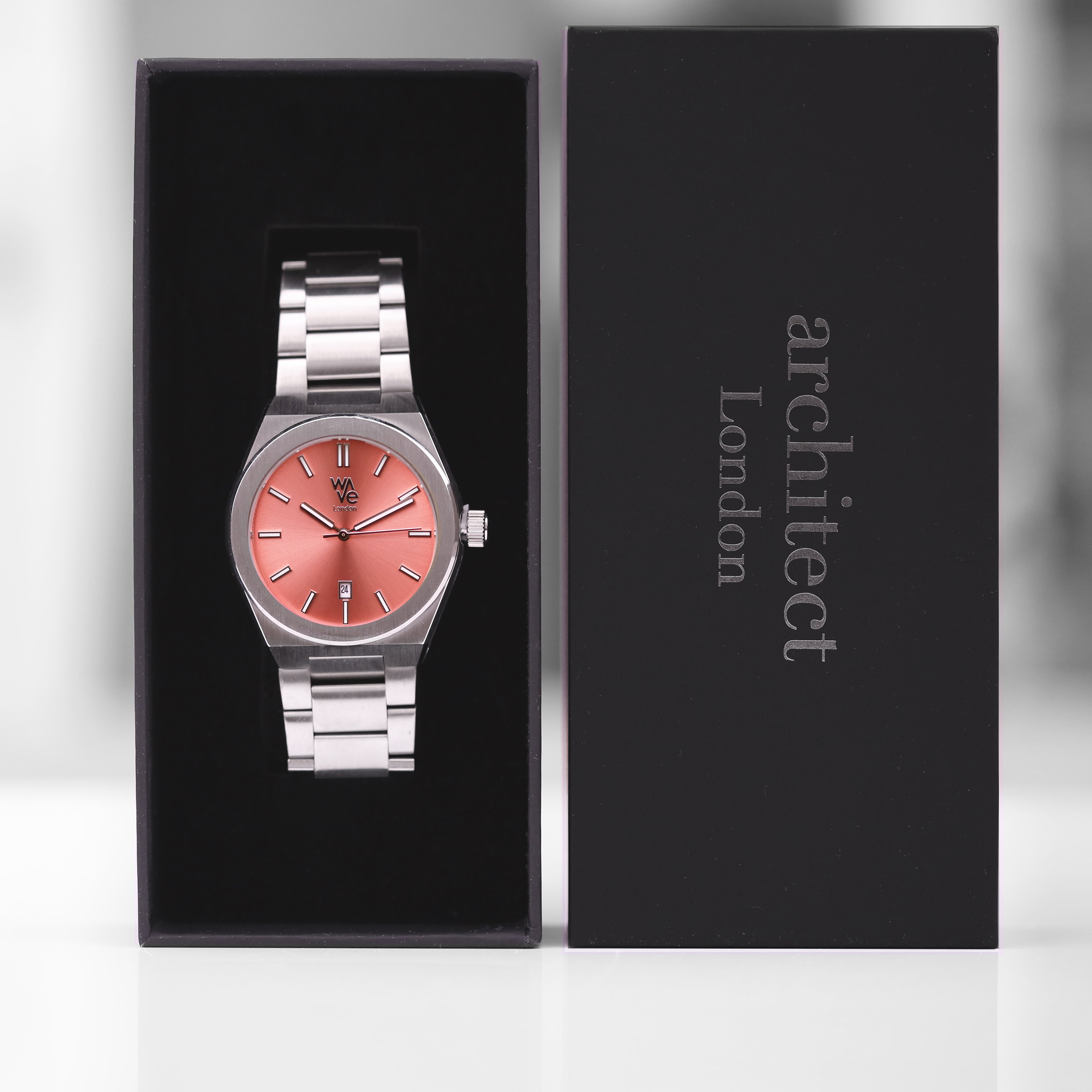 Wave by Architect Watch in Peach Breeze - Modern Font Engraving