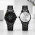 Two black wristwatches on a light background. persoanlised watch uk