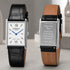 Architect Westminster personalised men's watch with black genuine leather strap, rectangular stainless steel case and custom engraved back