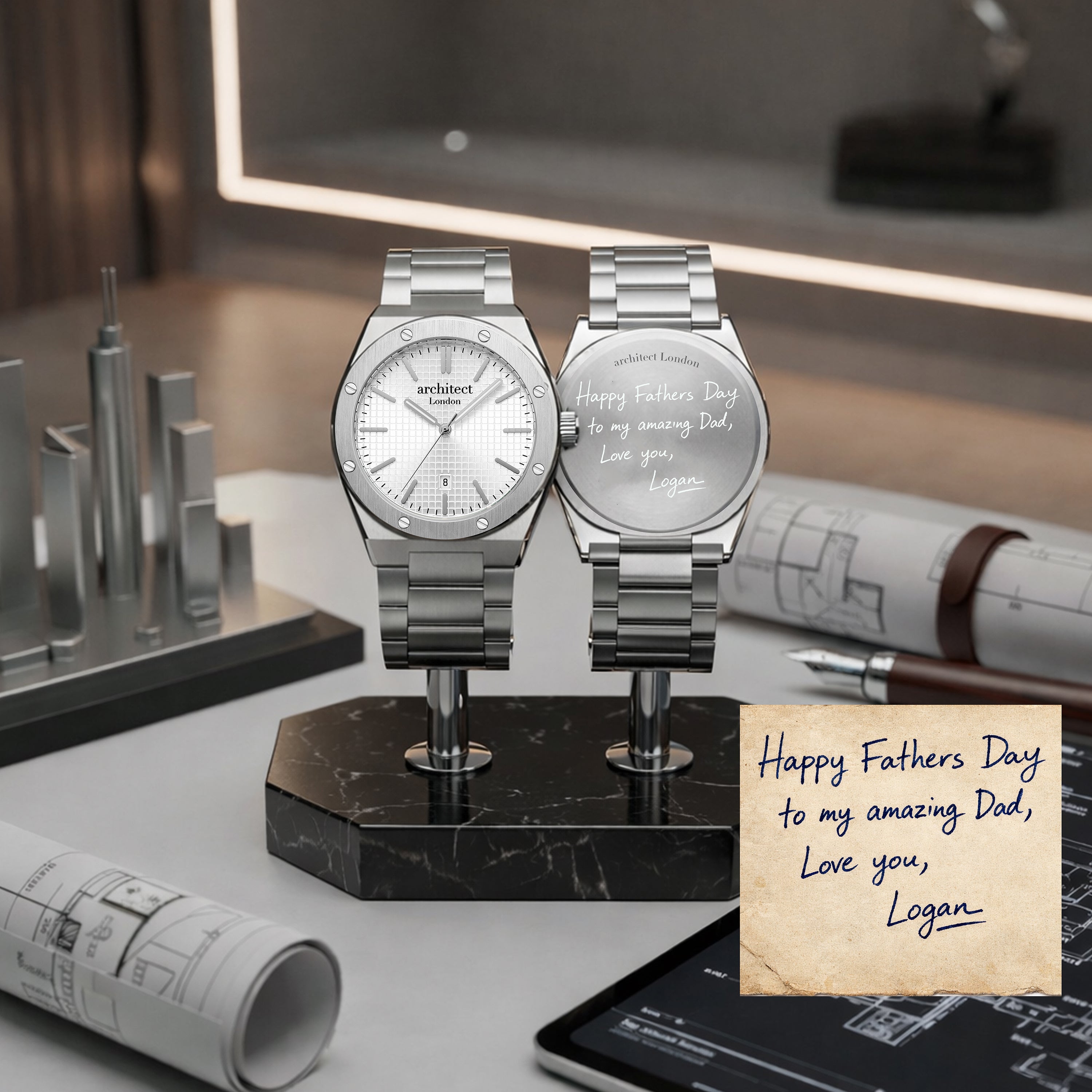 Personalised Handwriting Engraved Watch – Architect London Soho | Borough Collection