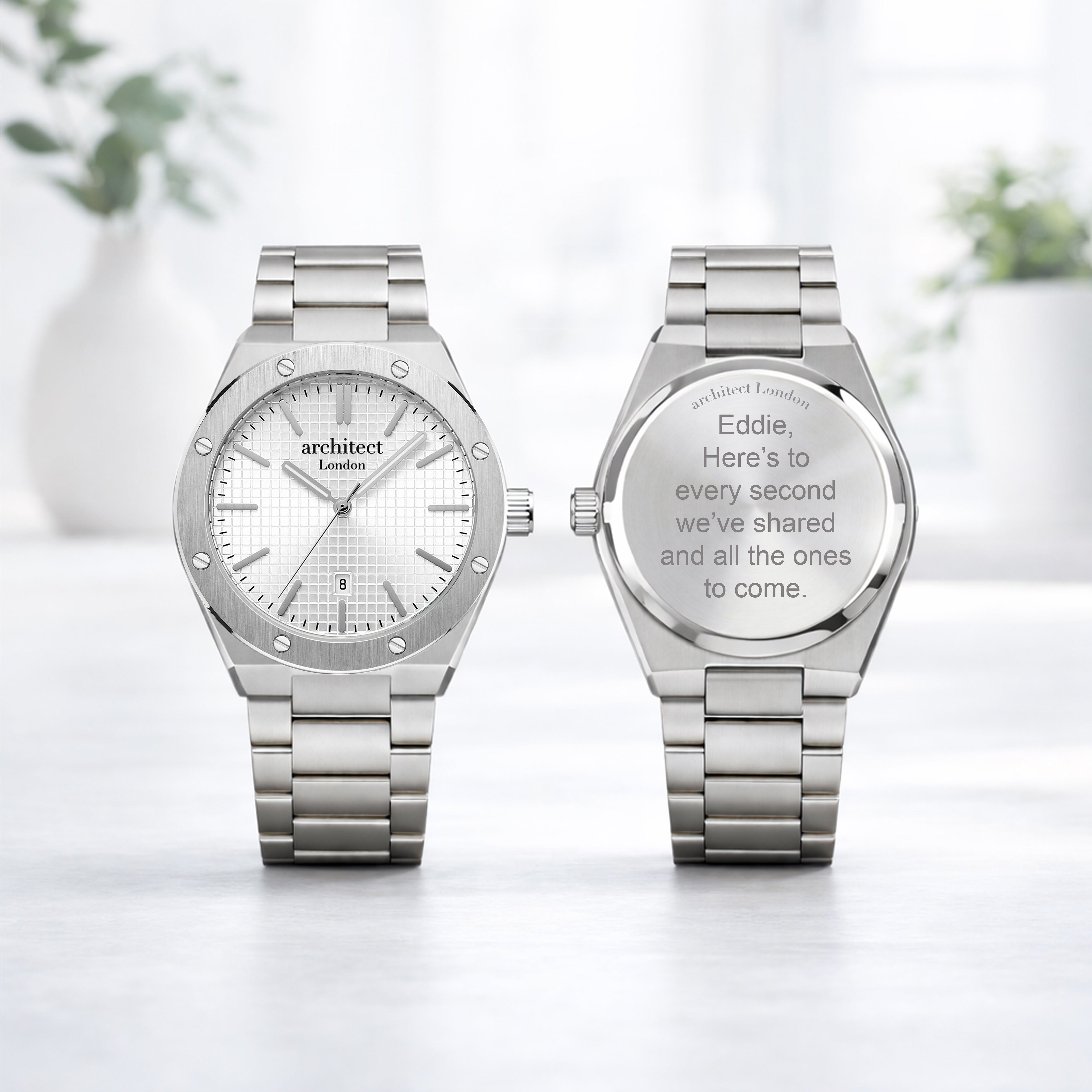Personalised Men’s Watch – Architect London - Borough Collection - Soho (White / Silver Dial)