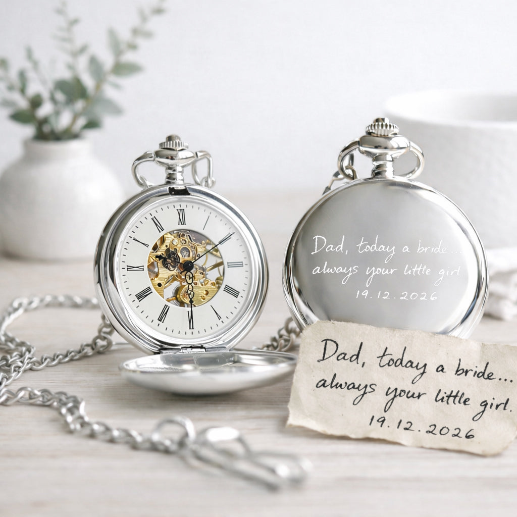 Handwriting Engraved Dual Opening Pocket Watch