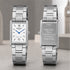 Personalised men’s silver rectangular watch with engraved stainless steel case back  Architect Westminster