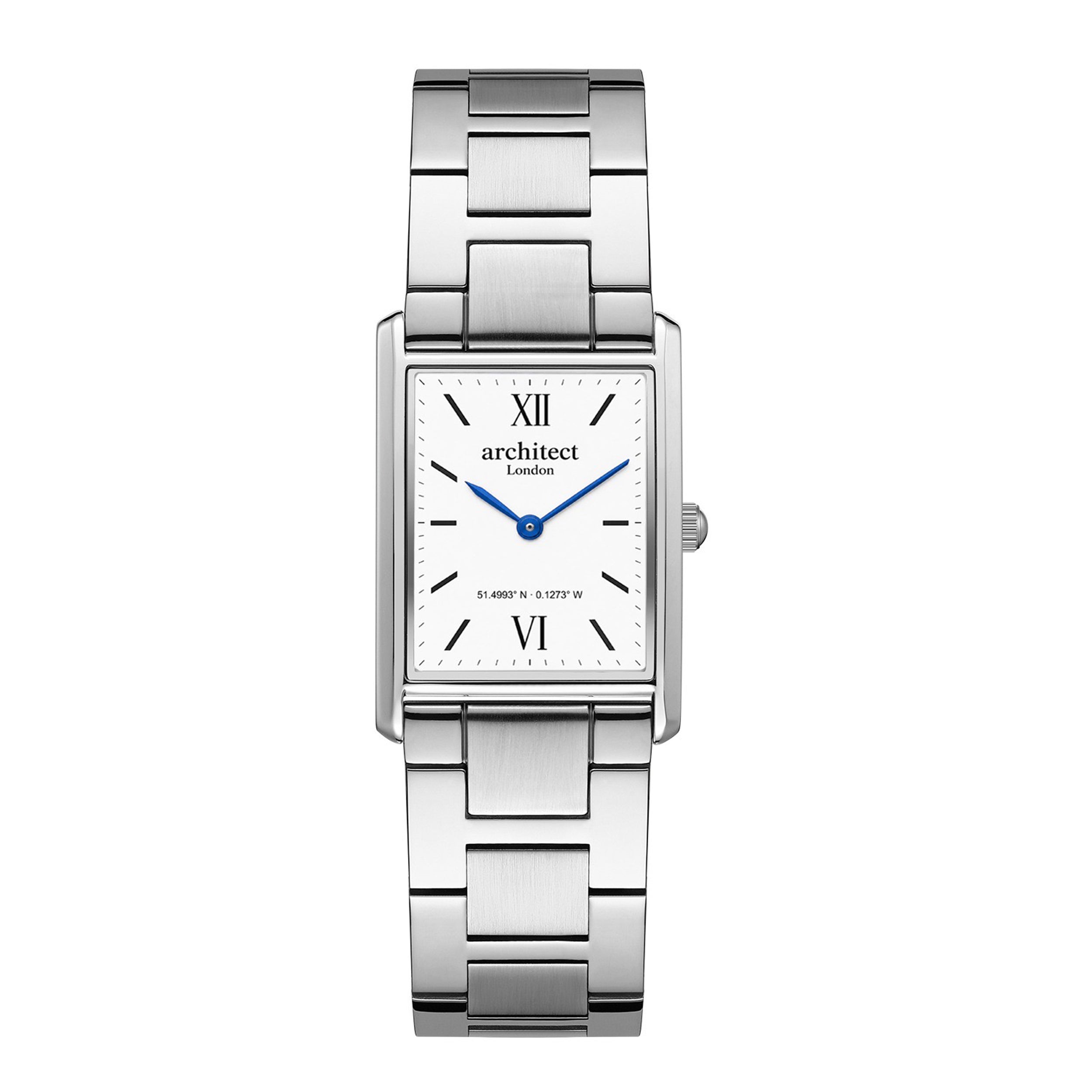 Architect Westminster men’s silver watch with stainless steel bracelet and white dial