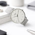 White wedding mens watch with silver mesh strap