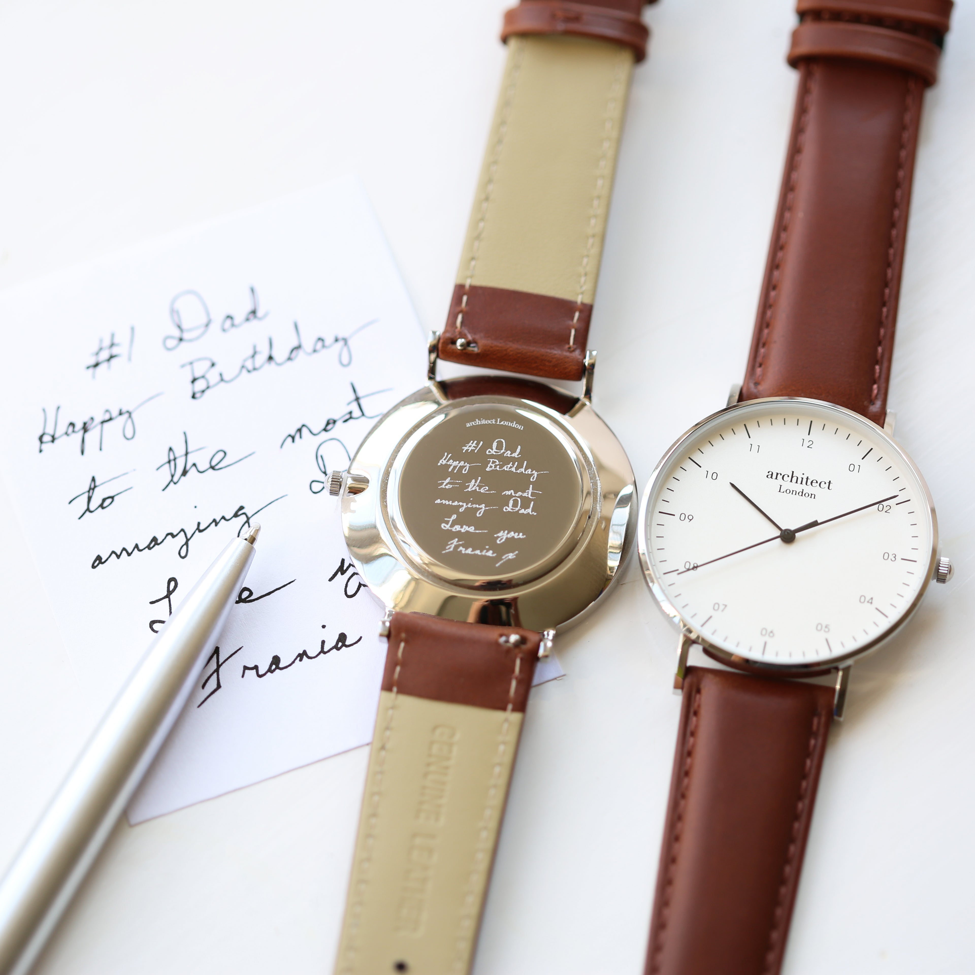Wall Watch Lettering Handwriting Engraved Men’s Watch – Walnut Strap | Architect Zephyr ...