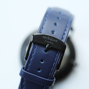 Handwriting Engraving - Men's Minimalist Watch + Admiral Blue Strap