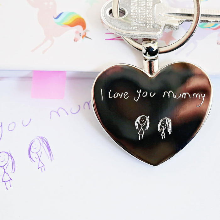 Hearts Forever Keychain With Handwriting Engraving