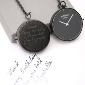 Modern Pocket Watch Black - Handwriting Engraving